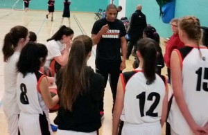 coach reuben walker with u16s leicester warriors girls